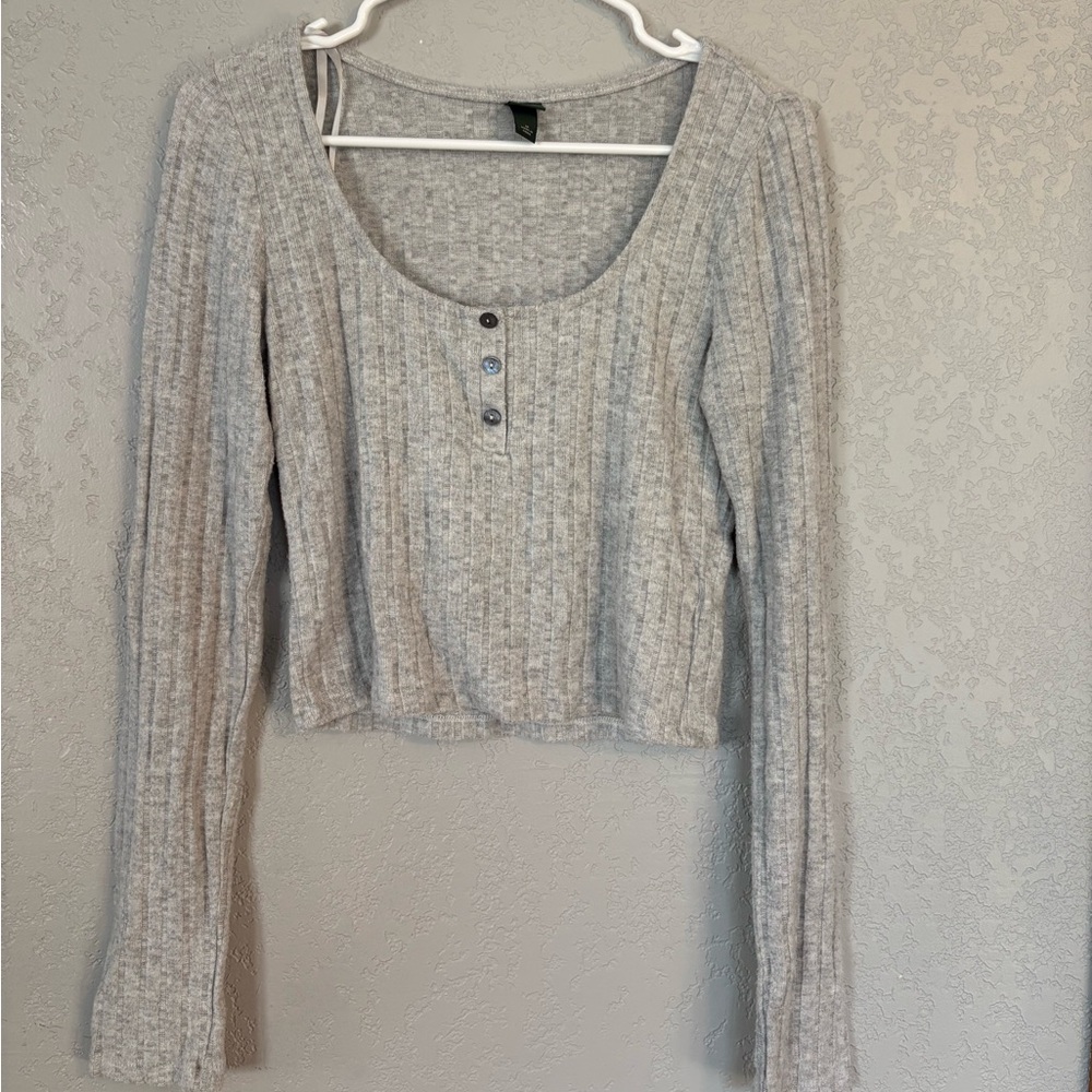 Wild Fable Light Gray Ribbed sweater top
